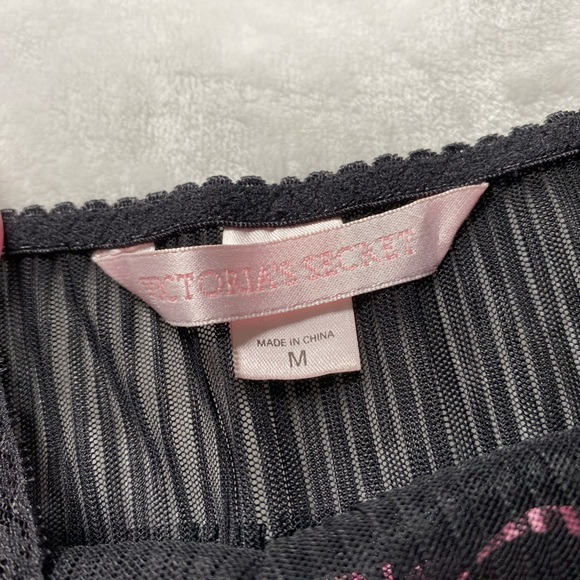 Women’s Y2K Medium Victoria Secret Black and Pink lace Babydoll Slip Dress - Picture 12 of 16